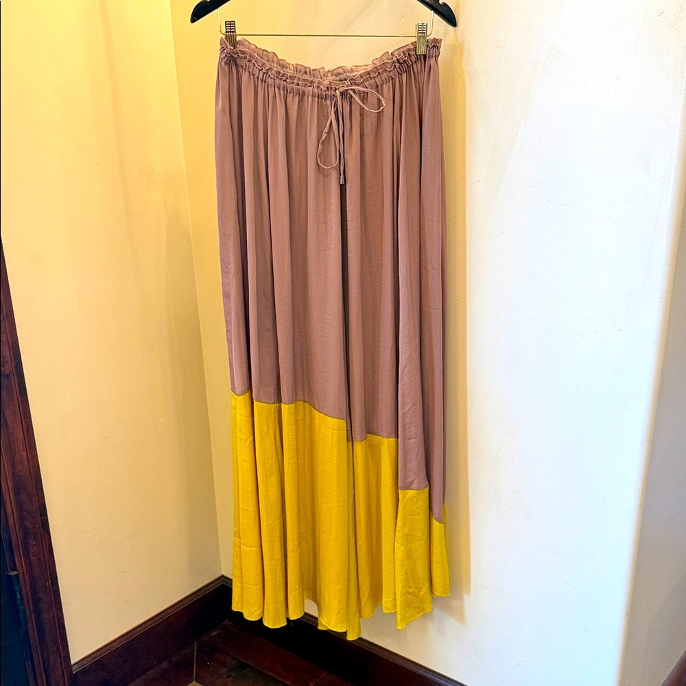 Free People Yellow and Tan Maxi Skirt